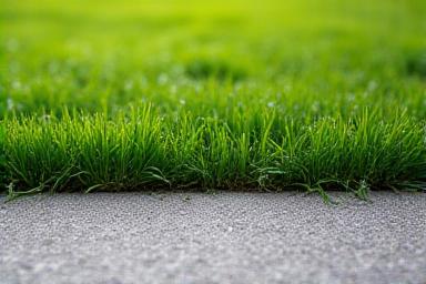 Clean edge between concrete driveway and green lawn